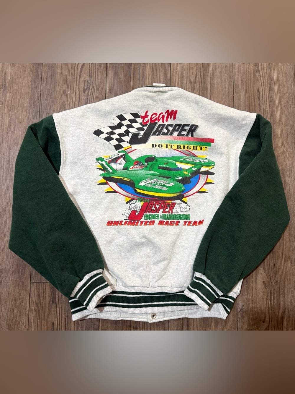 Vintage Fruit of the Loom Team Jasper Racing Varsity Jacket Motorsports Large